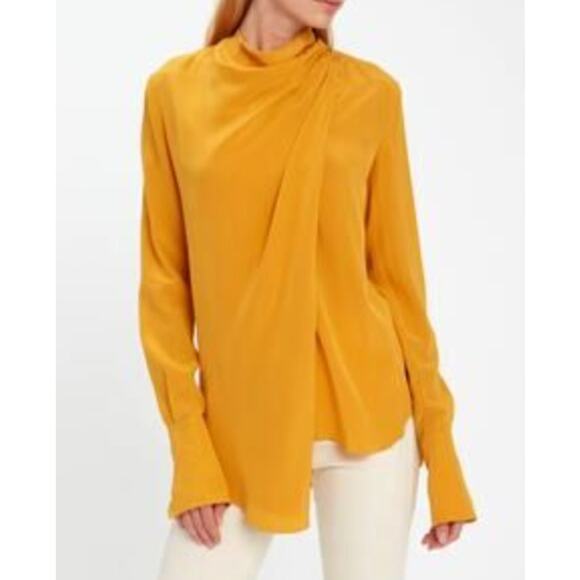 A.L.C. Sophie Silk Goldenrod Drape Tie Back Blouse Top Size 4 EUC - Picture 9 of 10